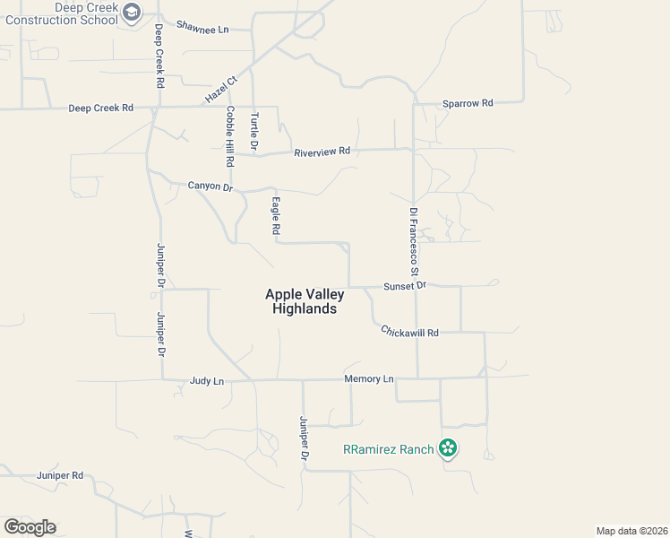 map of restaurants, bars, coffee shops, grocery stores, and more near 20474 Sunset Drive in Apple Valley