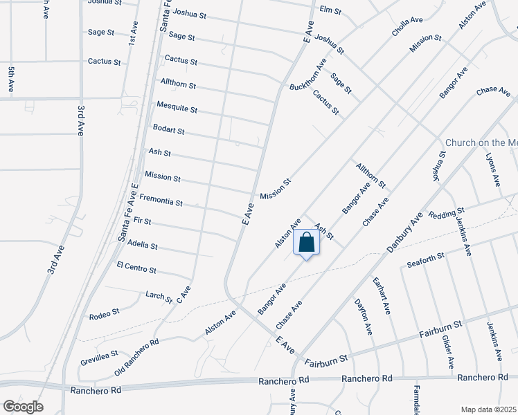 map of restaurants, bars, coffee shops, grocery stores, and more near 7795 E Avenue in Hesperia