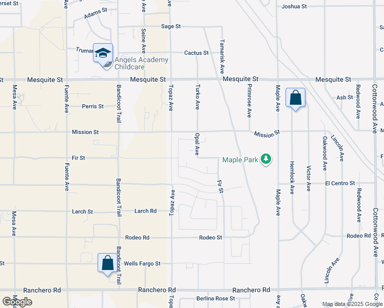 map of restaurants, bars, coffee shops, grocery stores, and more near 14159 Cornell Court in Hesperia