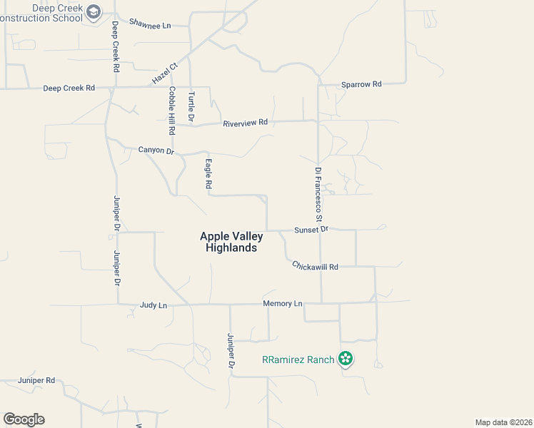 map of restaurants, bars, coffee shops, grocery stores, and more near 20474 Sunset Drive in Apple Valley