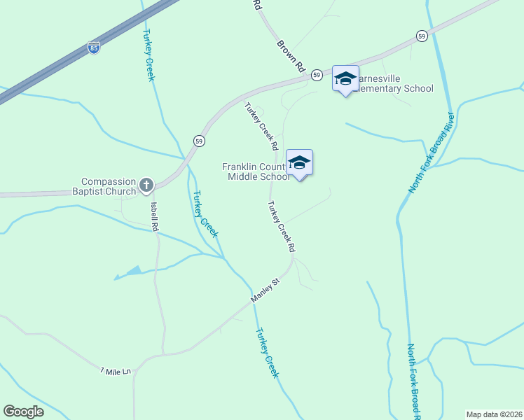 map of restaurants, bars, coffee shops, grocery stores, and more near 400 Turkey Creek Road in Carnesville
