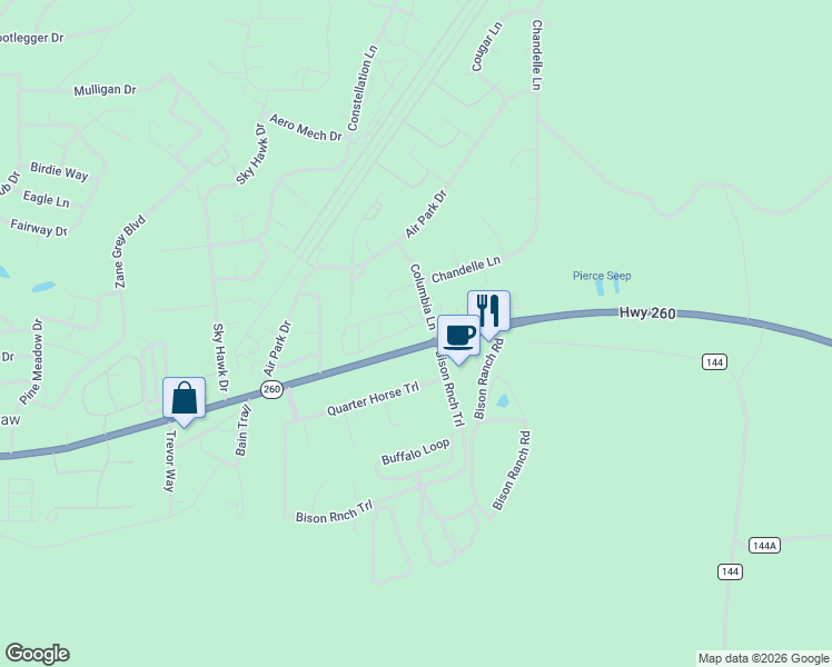 map of restaurants, bars, coffee shops, grocery stores, and more near 2749 Challenger Drive in Navajo County