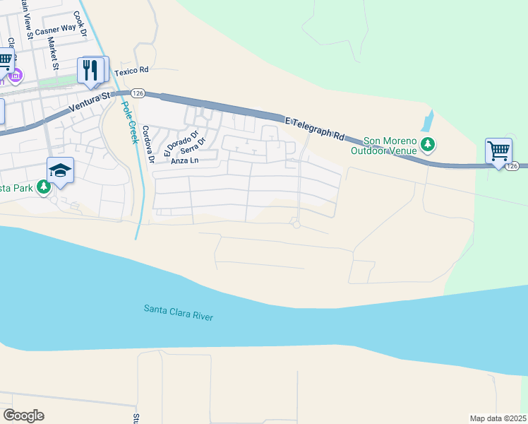 map of restaurants, bars, coffee shops, grocery stores, and more near 334 Wisteria Street in Fillmore