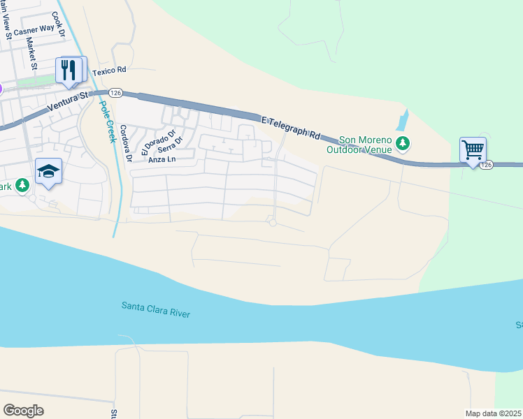 map of restaurants, bars, coffee shops, grocery stores, and more near 388 Wisteria Street in Fillmore