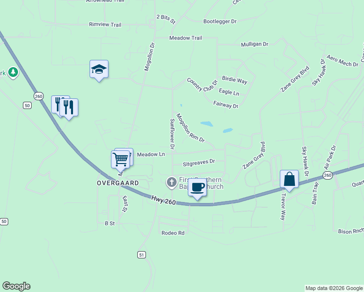 map of restaurants, bars, coffee shops, grocery stores, and more near 2747 Pineview Court in Heber-Overgaard