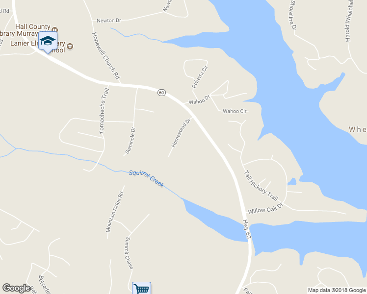 map of restaurants, bars, coffee shops, grocery stores, and more near 4339 Homestead Drive in Gainesville