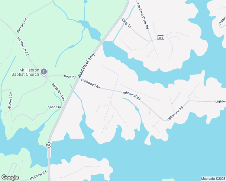 map of restaurants, bars, coffee shops, grocery stores, and more near 664 Lightwood Road in Hartwell