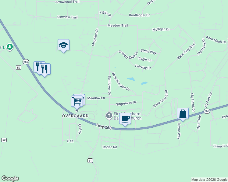 map of restaurants, bars, coffee shops, grocery stores, and more near 2747 Pineview Court in Heber-Overgaard