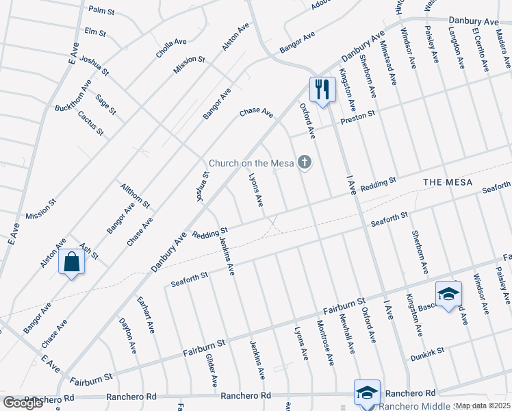 map of restaurants, bars, coffee shops, grocery stores, and more near 7834 Lyons Avenue in Hesperia