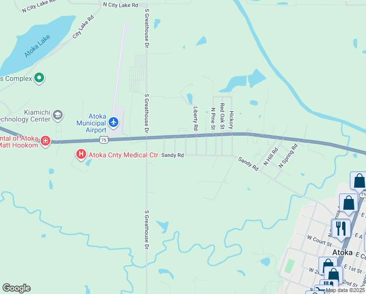 map of restaurants, bars, coffee shops, grocery stores, and more near 429 Linda Avenue in Atoka