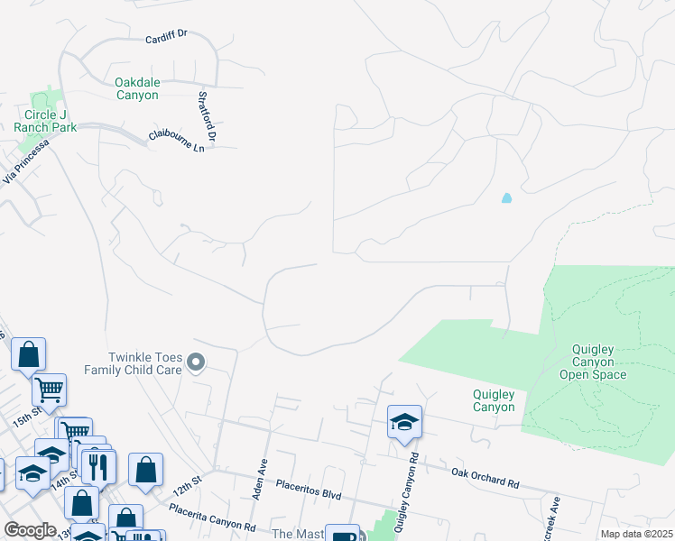 map of restaurants, bars, coffee shops, grocery stores, and more near 25162 Barnhill Road in Santa Clarita