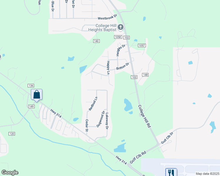 map of restaurants, bars, coffee shops, grocery stores, and more near 119-129 Lakeway Drive in Oxford