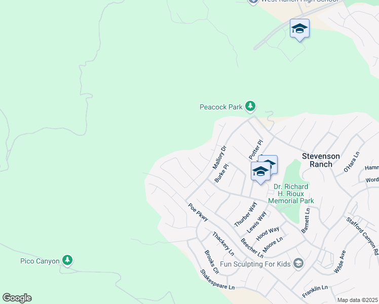 map of restaurants, bars, coffee shops, grocery stores, and more near 26861 Alcott Court in Stevenson Ranch