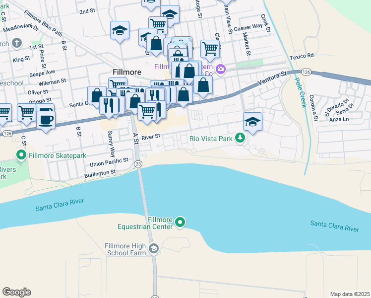 map of restaurants, bars, coffee shops, grocery stores, and more near 567 Heritage Valley Parkway in Fillmore