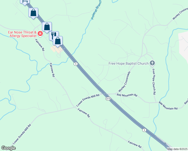 map of restaurants, bars, coffee shops, grocery stores, and more near 97 Crossroad Circle in Jasper