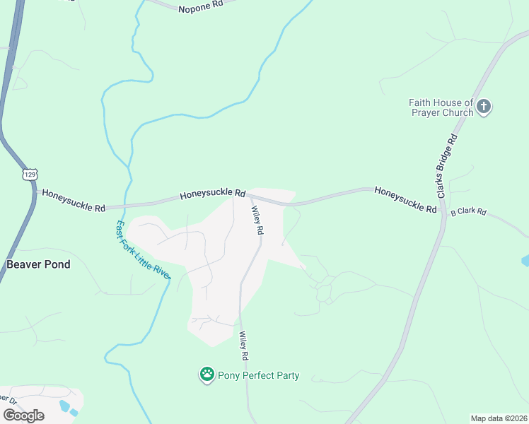 map of restaurants, bars, coffee shops, grocery stores, and more near 4092 Wiley Road in Gainesville