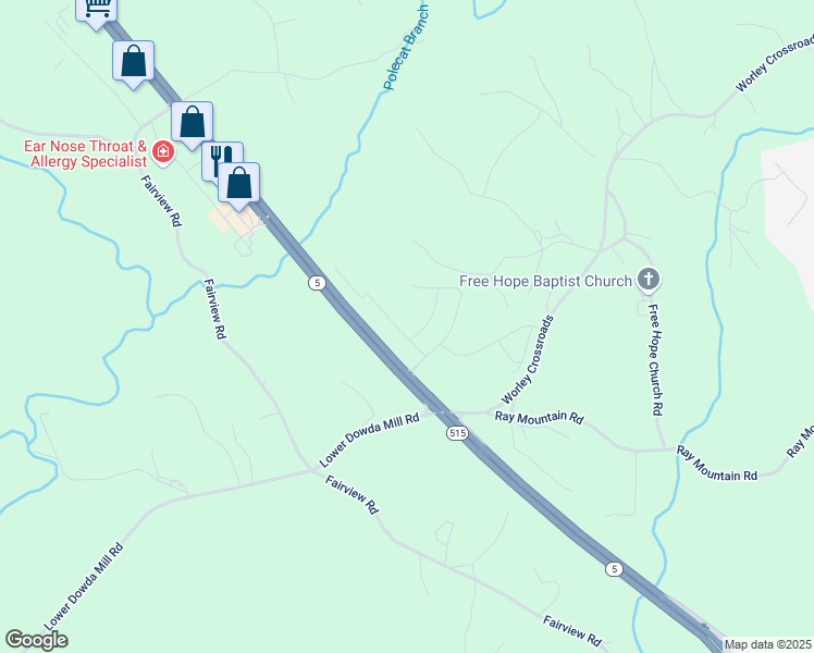 map of restaurants, bars, coffee shops, grocery stores, and more near 88 Crossroad Circle in Jasper