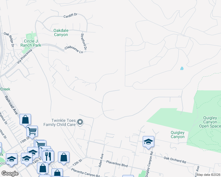 map of restaurants, bars, coffee shops, grocery stores, and more near 25123 Barnhill Road in Santa Clarita