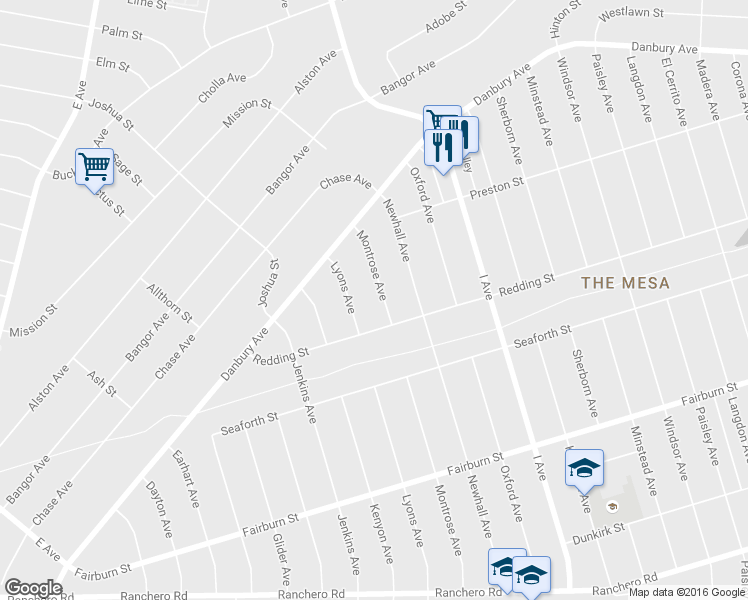 map of restaurants, bars, coffee shops, grocery stores, and more near 7868 Montrose Avenue in Hesperia