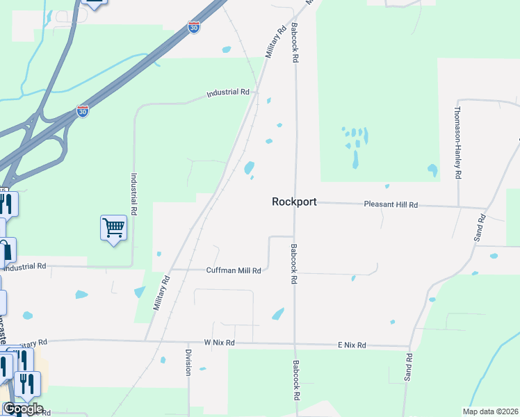 map of restaurants, bars, coffee shops, grocery stores, and more near 176 Cuffman Mill Road in Rockport