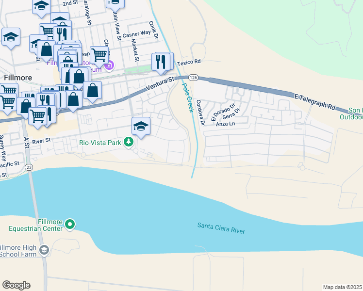 map of restaurants, bars, coffee shops, grocery stores, and more near 97 Clearwood Street in Fillmore