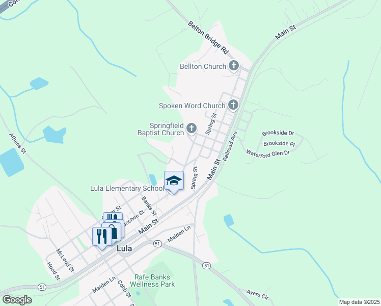 map of restaurants, bars, coffee shops, grocery stores, and more near 6130 Chattahoochee Street in Lula