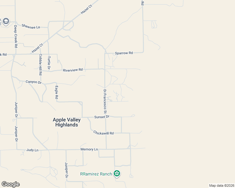 map of restaurants, bars, coffee shops, grocery stores, and more near 20727 Canyon Drive in Apple Valley