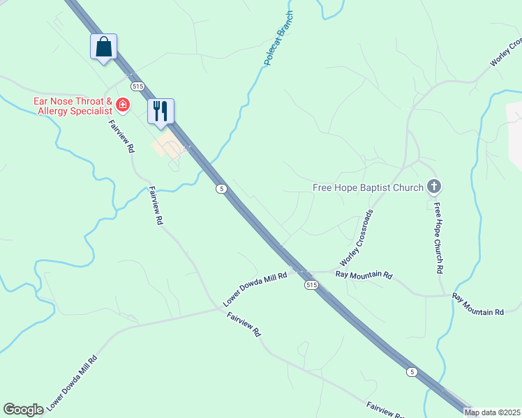 map of restaurants, bars, coffee shops, grocery stores, and more near 155 Crossroad Circle in Jasper