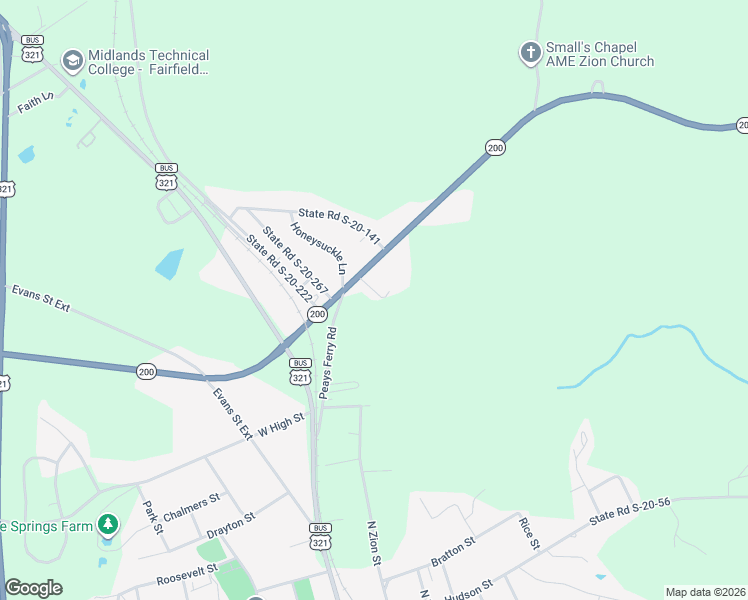 map of restaurants, bars, coffee shops, grocery stores, and more near 510 South Carolina 200 in Winnsboro