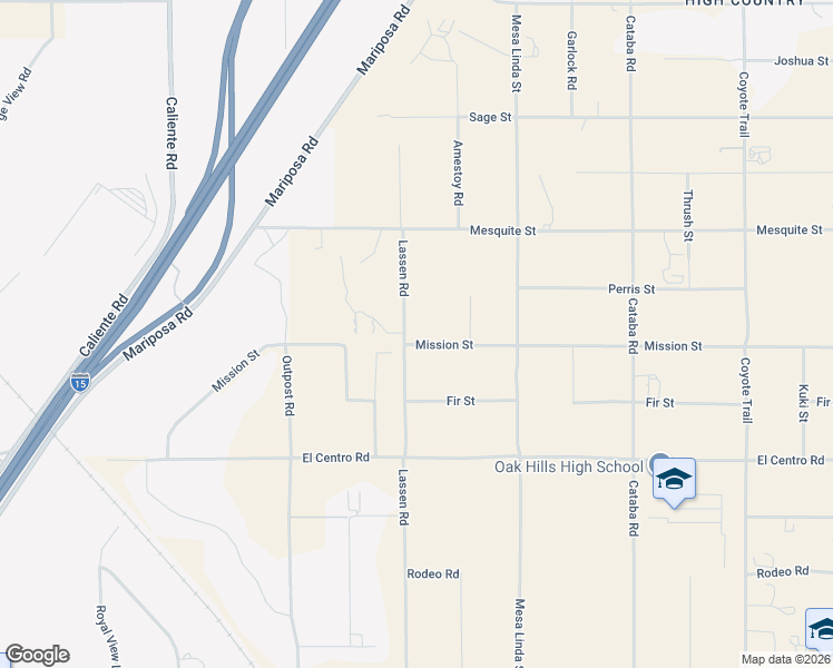 map of restaurants, bars, coffee shops, grocery stores, and more near 7930 Lassen Road in Hesperia