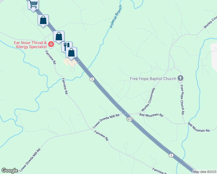 map of restaurants, bars, coffee shops, grocery stores, and more near 155 Crossroad Circle in Jasper