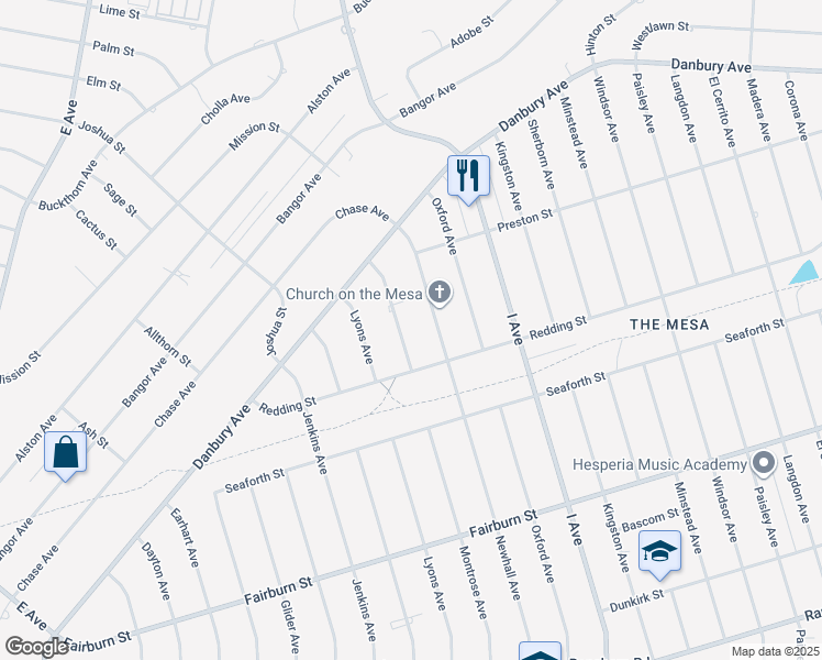 map of restaurants, bars, coffee shops, grocery stores, and more near 7885 Montrose Avenue in Hesperia