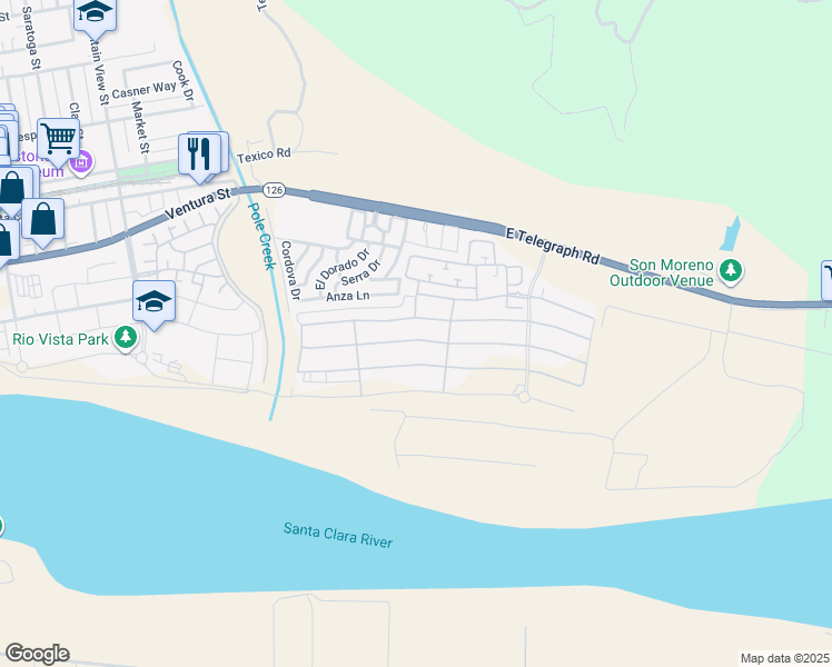 map of restaurants, bars, coffee shops, grocery stores, and more near 265 Rose Street in Fillmore