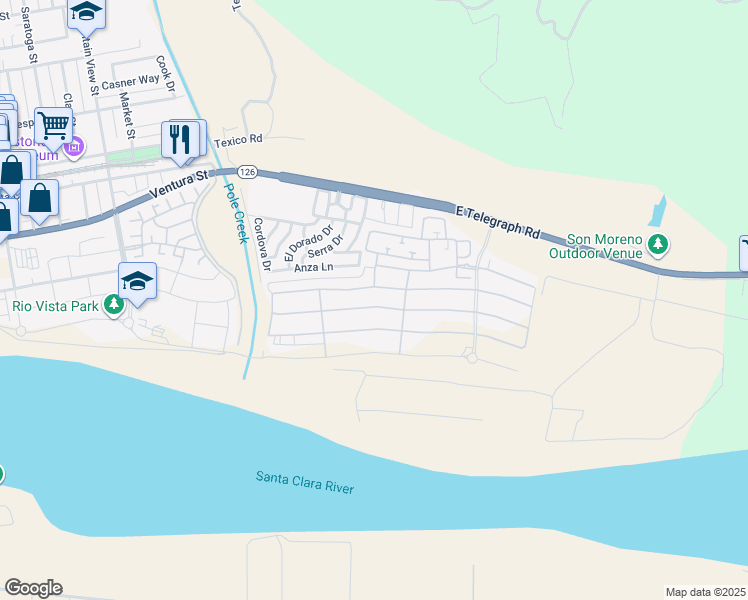 map of restaurants, bars, coffee shops, grocery stores, and more near 265 Rose Street in Fillmore