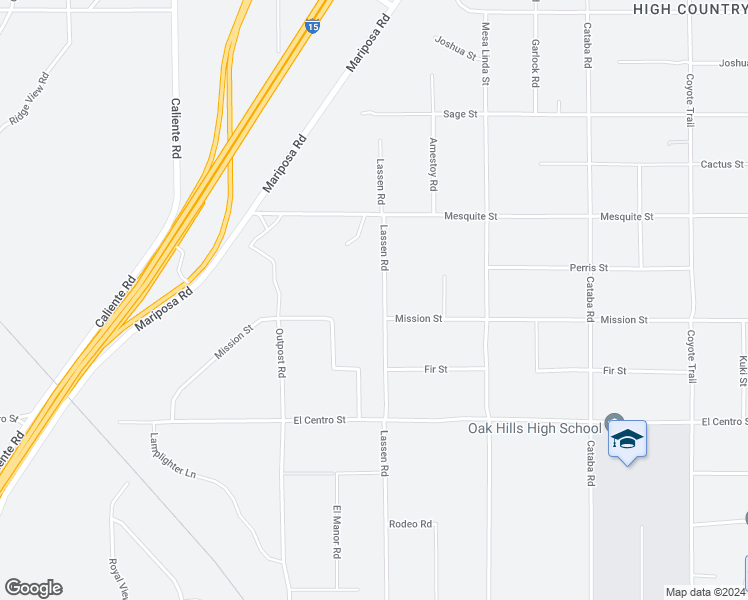 map of restaurants, bars, coffee shops, grocery stores, and more near 7930 Lassen Road in Hesperia
