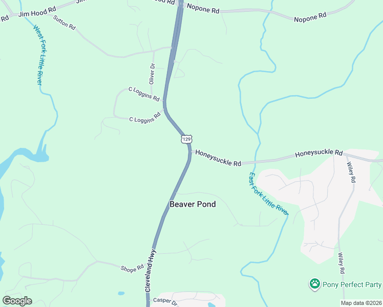 map of restaurants, bars, coffee shops, grocery stores, and more near 3807 Honeysuckle Road in Gainesville