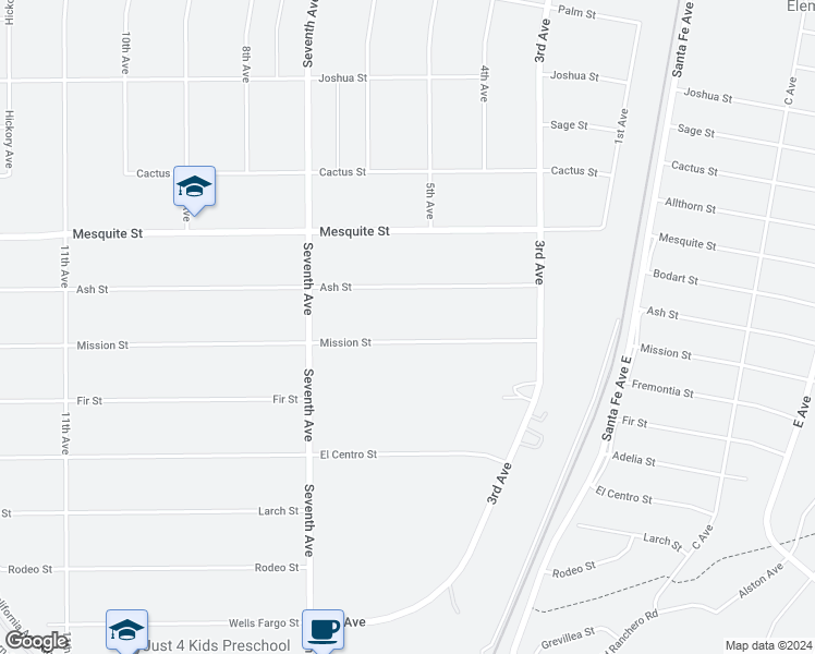 map of restaurants, bars, coffee shops, grocery stores, and more near 15914 Mission Street in Hesperia