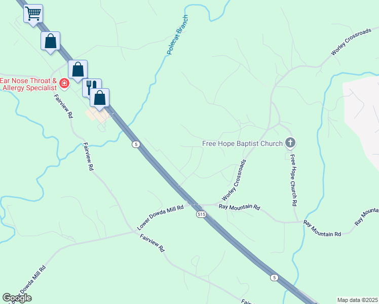 map of restaurants, bars, coffee shops, grocery stores, and more near 115 Copeland Bend in Jasper