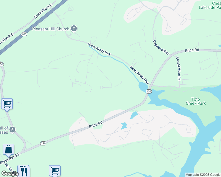 map of restaurants, bars, coffee shops, grocery stores, and more near 5 Gresham Court in Dawsonville