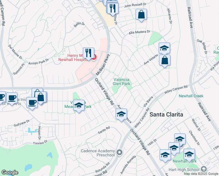 map of restaurants, bars, coffee shops, grocery stores, and more near 23767 Vía Gavola in Santa Clarita