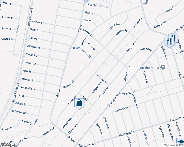 map of restaurants, bars, coffee shops, grocery stores, and more near 7918 Alston Avenue in Hesperia