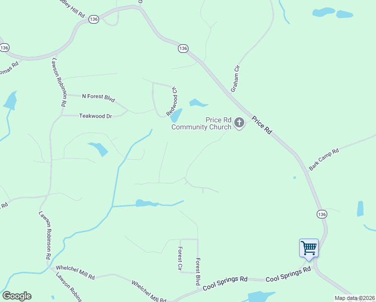 map of restaurants, bars, coffee shops, grocery stores, and more near 4880 Patterson Lane in Gainesville