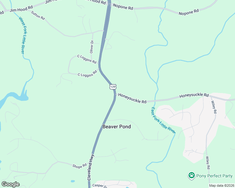 map of restaurants, bars, coffee shops, grocery stores, and more near 3807 Honeysuckle Road in Gainesville