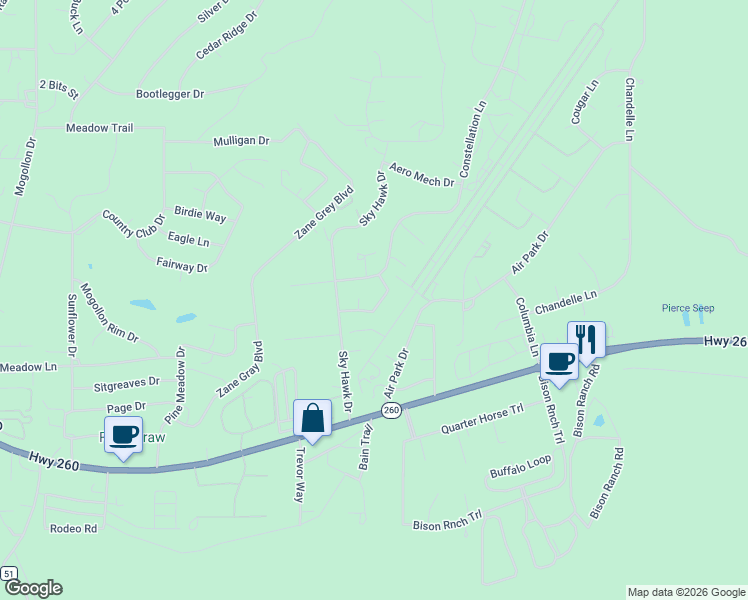 map of restaurants, bars, coffee shops, grocery stores, and more near 2274 Richtoffer Circle in Navajo County