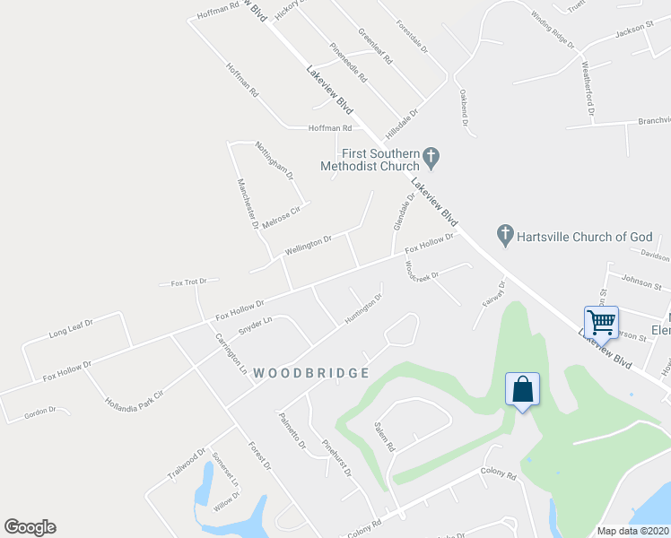 map of restaurants, bars, coffee shops, grocery stores, and more near 908 Fox Hollow Drive in Hartsville