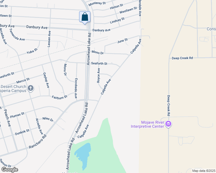 map of restaurants, bars, coffee shops, grocery stores, and more near 7915 Calpella Avenue in Hesperia