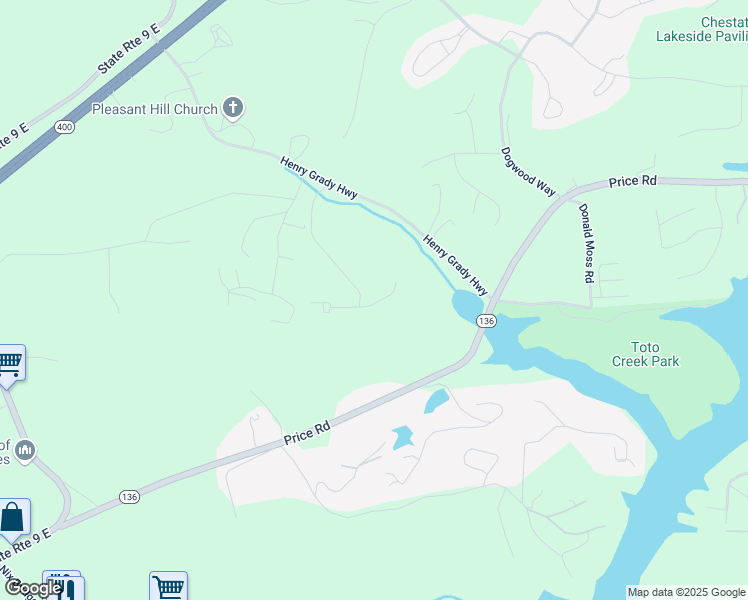 map of restaurants, bars, coffee shops, grocery stores, and more near 43 Mayfair Street in Dawsonville