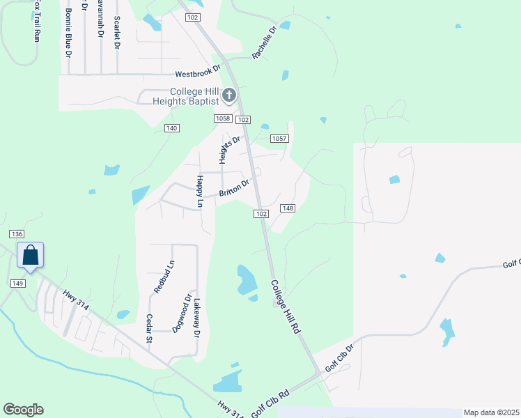 map of restaurants, bars, coffee shops, grocery stores, and more near 108 County Road 102 in Oxford