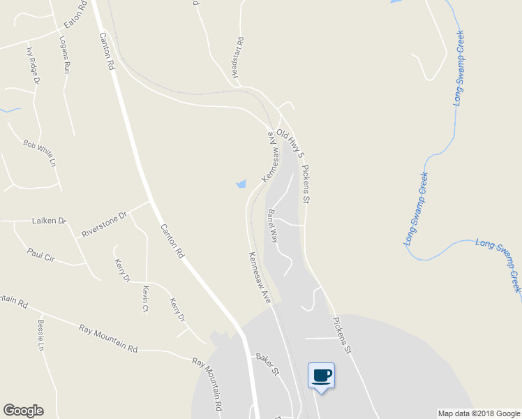 map of restaurants, bars, coffee shops, grocery stores, and more near 170 Barrel Way in Ball Ground