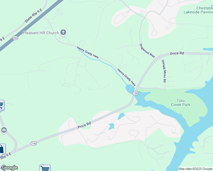 map of restaurants, bars, coffee shops, grocery stores, and more near 75 Mayfair Street in Dawsonville